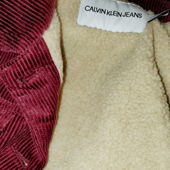Calvin Klein Corduroy Trucker Jacket Burgundy Coat- Small - Picture 4 of 6
